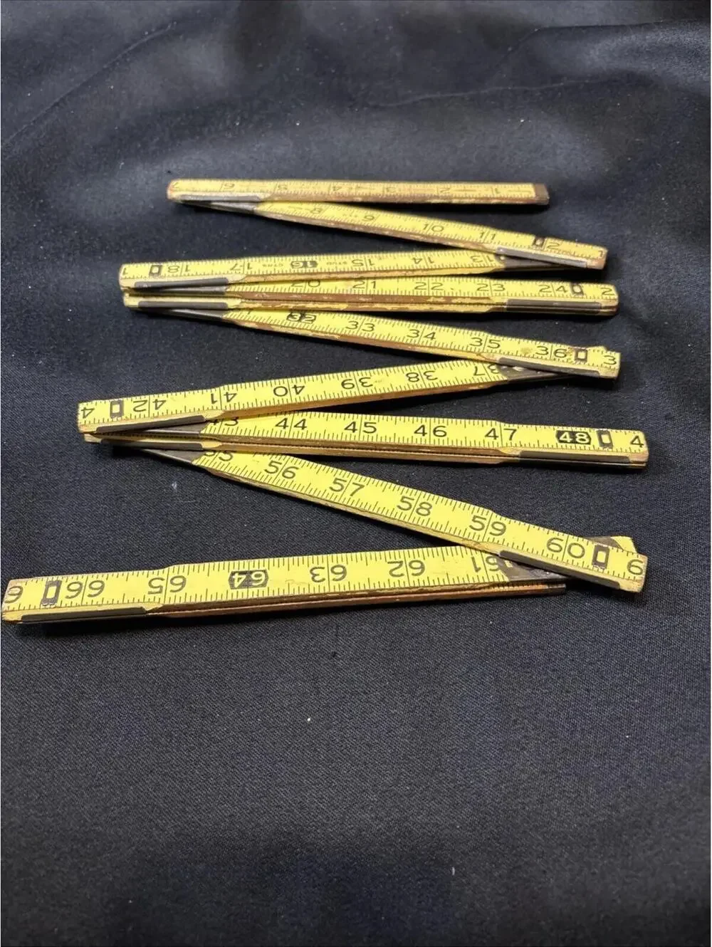 Lot of 2 Vintage 72" 6ft Folding Wooden Rulers STANLEY Tools Zig Zag Yellow - Picture 5 of 8